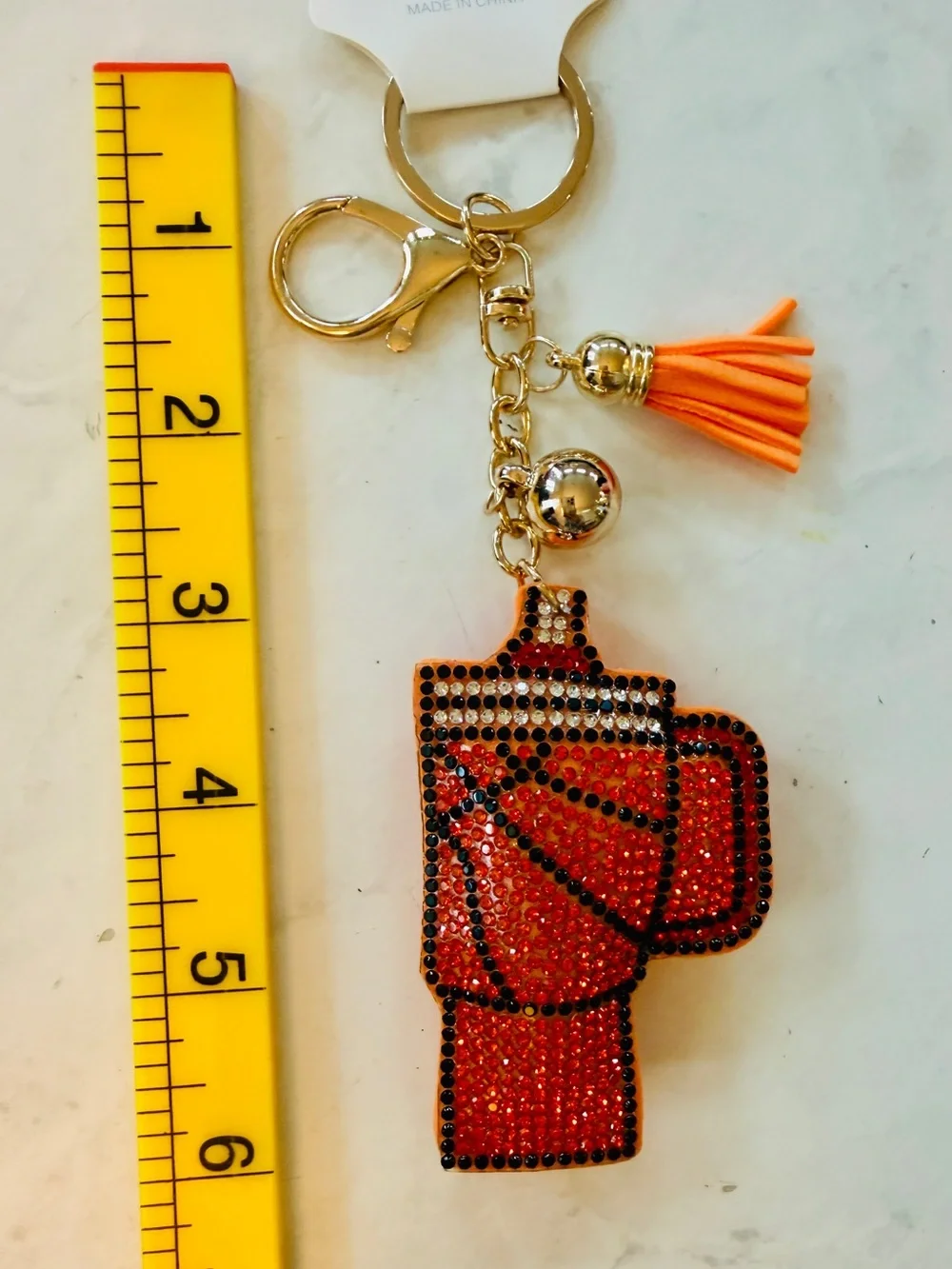 🏀 NWT Rhinestone Basketball Tumbler Puffy Keychain Bag Charm Orange